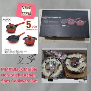 New MMX Black Marble Non-Stick Kitchen Cookware