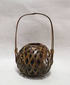 Vintage Japan Ikebana woven bamboo wood vase minim