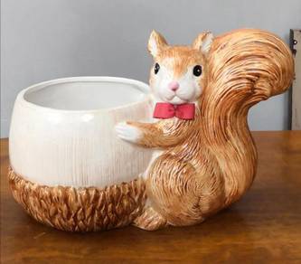 Ceramic squirrel planter pot