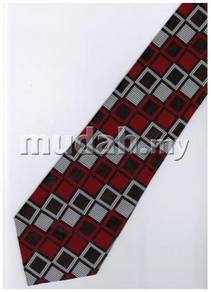 ER18 Red Silver Black Box Striped Formal Neck Tie