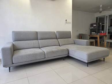 Modern L-Shape Fabric Sofa (Light Grey) for sale