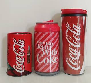 Lot Coca-Cola Coke Metal Can Thermos