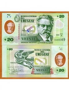 Uruguay 20 Pesos Uruguayo 2020 Polymer A Serie Unc