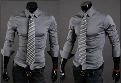 P0530 Dark Grey Business Formal Long Sleeve Shirt