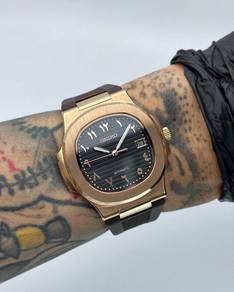 Custom Seiko Mod 40mm Black Rose Gold Arabic Nauti