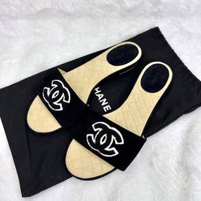 Chanel Suede Cocomark Black Sandals