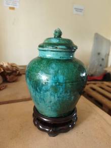 Exquisite Antique-Style Turquoise Glazed Ceramic J