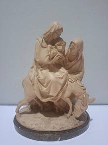 Vintage Holy Family Sculpture Marble Base Religiou