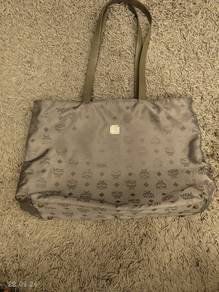 MCM Visetos Grey Canvas Tote Bag