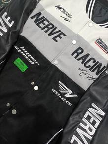 Jaket Varsity NERVE Racing Style PU Leather Sleeve