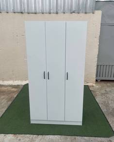 WD01-3W NEW * Almari Baju 3 Door Wardrobe White