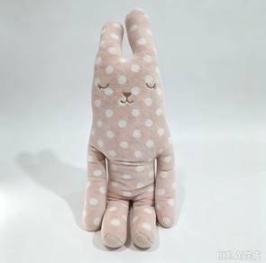 Pink polka dot long-eared bunny body pillow