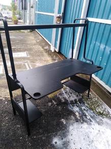 Solid Black 4.5ft 2 Level Steel Leg Table TZ990