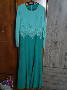 Turquoise Green Elegant Long Dress