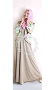2 Pieces Flower Printed Cardigan Jubah Dress