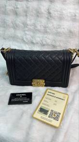 Authentic Chanel Caviar Old Medium Leboy Black Bag