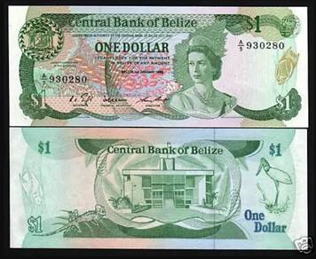 Belize $ 1 Dollar 1986 QE II - Pick 46b AU