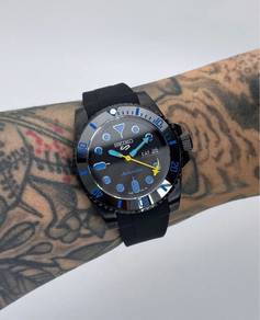 Custom Seiko Mod 40mm BlueBlack DayDate Submariner