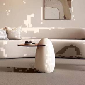 Lola Round Fiberglass Side Table With Drum Base