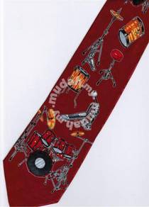 Rock Drum Set Musical Notes Instrument R Neck Tie