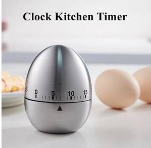 Mechanical Kitchen Clock Egg Timer Stainless Steel