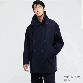 Uniqlo Black Double Breasted Wool Coat