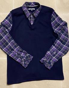 G2000 Sweater with Plaid Shirt