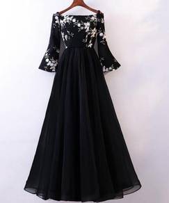 Black floral wedding prom dress gown RBP0984