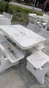 set meja batu terazzo taman 