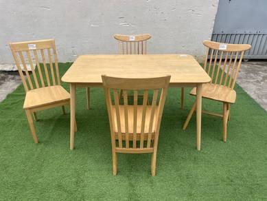 PK175 Meja Makan Kayu Wooden Dining Table 1+4Chair