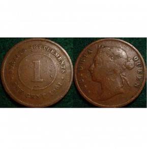 Straits Settlements Malaya 1901 QV 1 cent coin
