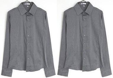 0514 Light Grey Plain Formal Long Sleeves Shirt Re