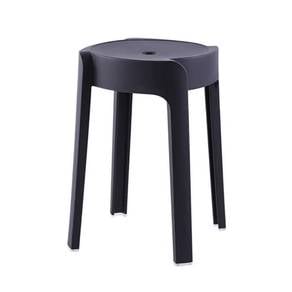 CK46B NEW*Bangku Bulat PP Plastic Round Stol Black