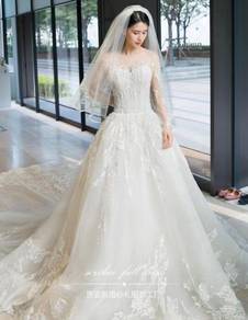 White long sleeve wedding bridal gown RB1037
