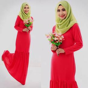 Round Neck Basic Jubah Dress (Including Shawl)-D.P