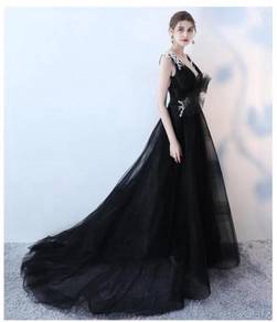 Black wedding bridal prom bridesmaid dress RBP0274