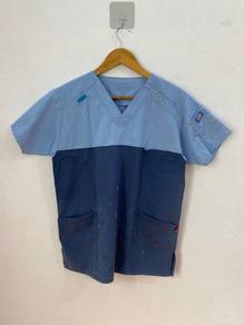 Vintage Dickies Two Tone Blue Workwear Scrub Top
