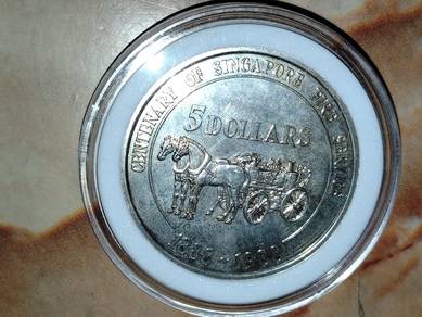 1988 Singapore Fire Service $5 Coin