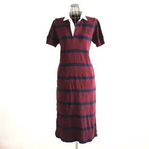 Ralph Lauren Stripe Collar Dress Wine/Navy