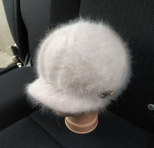 Women's Fur Hat with Visor Cap Woman
