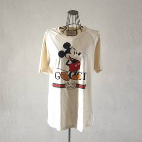 Gucci X Disney Cream Mickey Mouse Print Cotton Tee