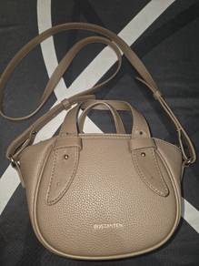 Bostanten Taupe Leather Crossbody Bag
