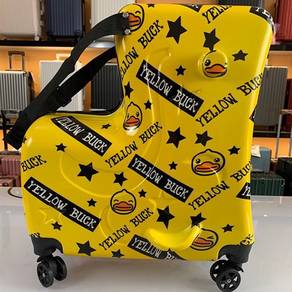Little yellow duck car riding suitcase luggage