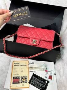 Authentic Chanel Dark Pink Mini Rectangular Bag