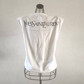 Yves Saint Laurent embroidery logo white blouse