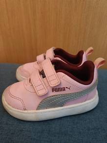 Original Puma Pink Velcro Toddler Sneakers Shoes