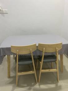 Meja Makan Warna Kayu .. 2 Chair + Bench
