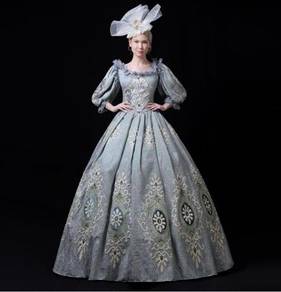 Grey Long Sleeve Victorian Gown Wedding RBMWD0329