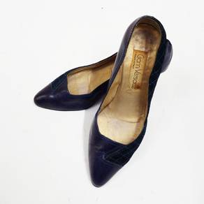Vintage Gianni Versace Pumps Shoes Blue Leather