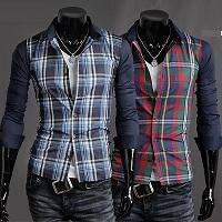 BLUE GREEN SHiRT KEMEJA BIRU HIJAU LENGAN PANJANG